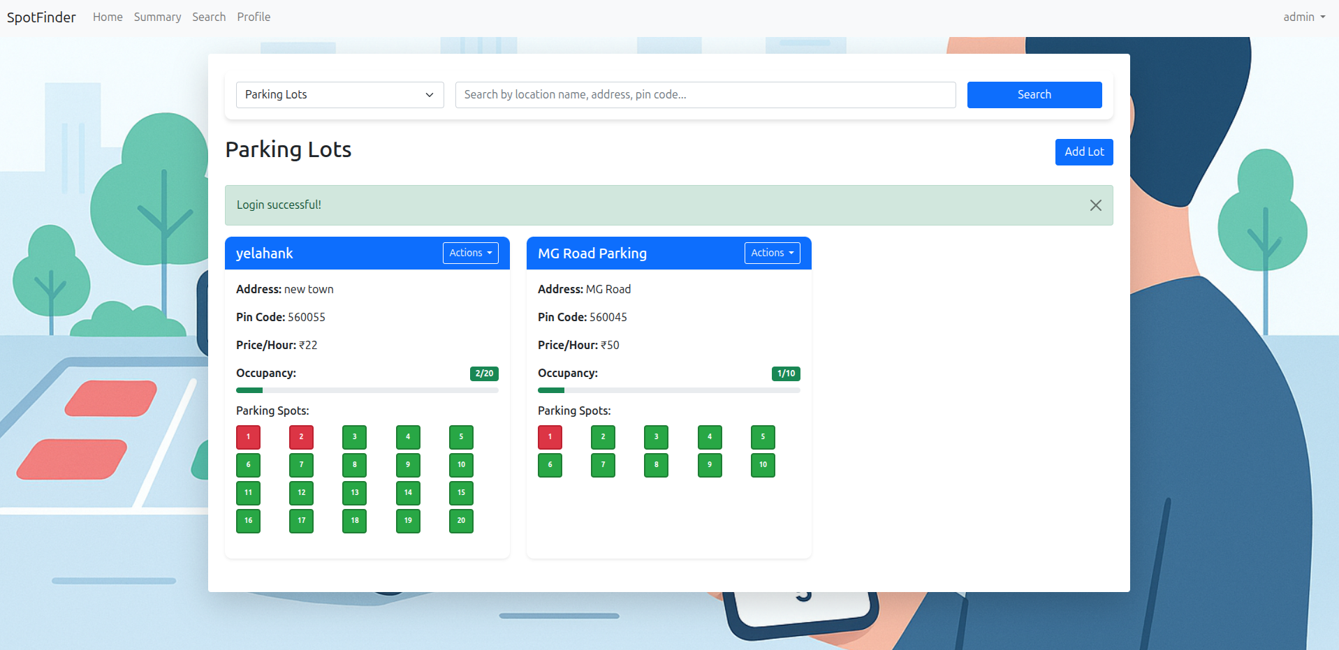 SpotFinder project screenshot